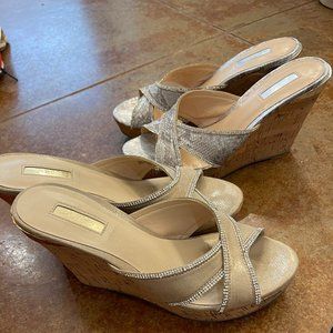 Wedge gold and silver sandals